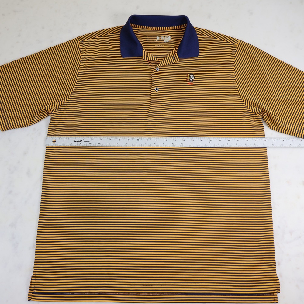Peter Millar Aronimink Golf Club Polo Shirt Mens Large Striped Navy Gold L - Picture 6 of 9